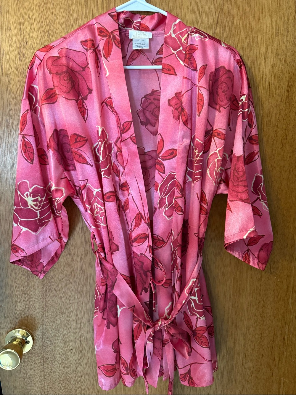 ⭐️NEW⭐️ Satin Robe Short Roses - Picture 1 of 2